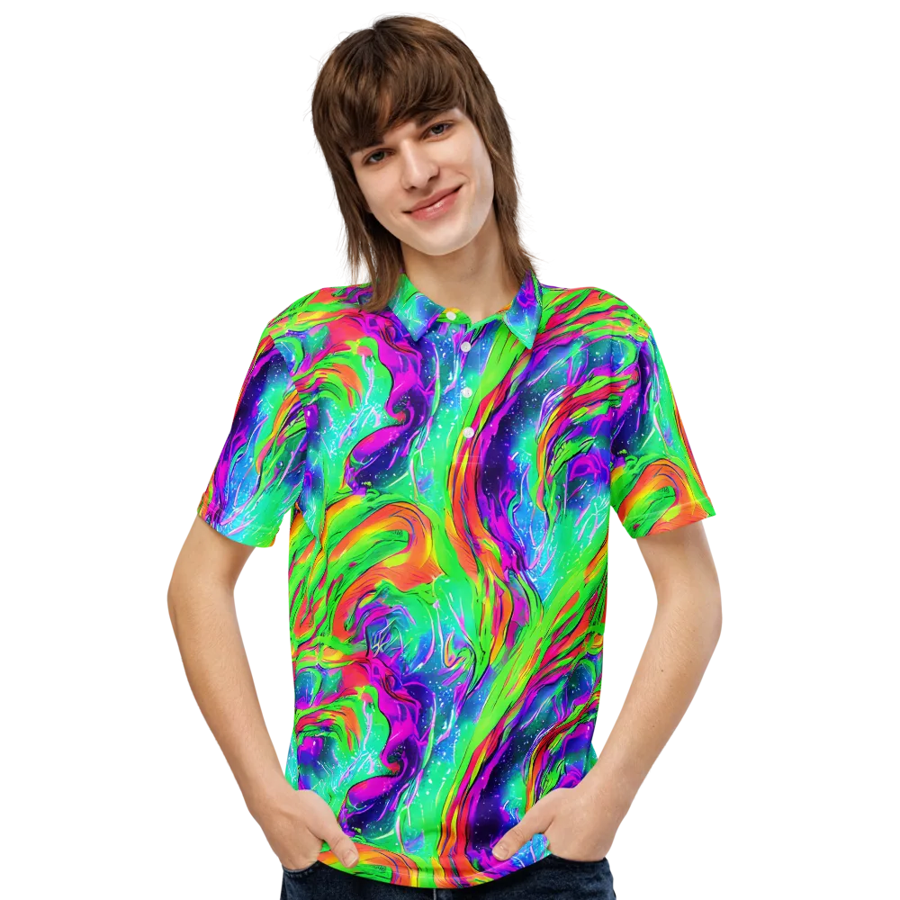 Ultraviolet Splash on Men's Slim Fit Polo Shirt — Front
