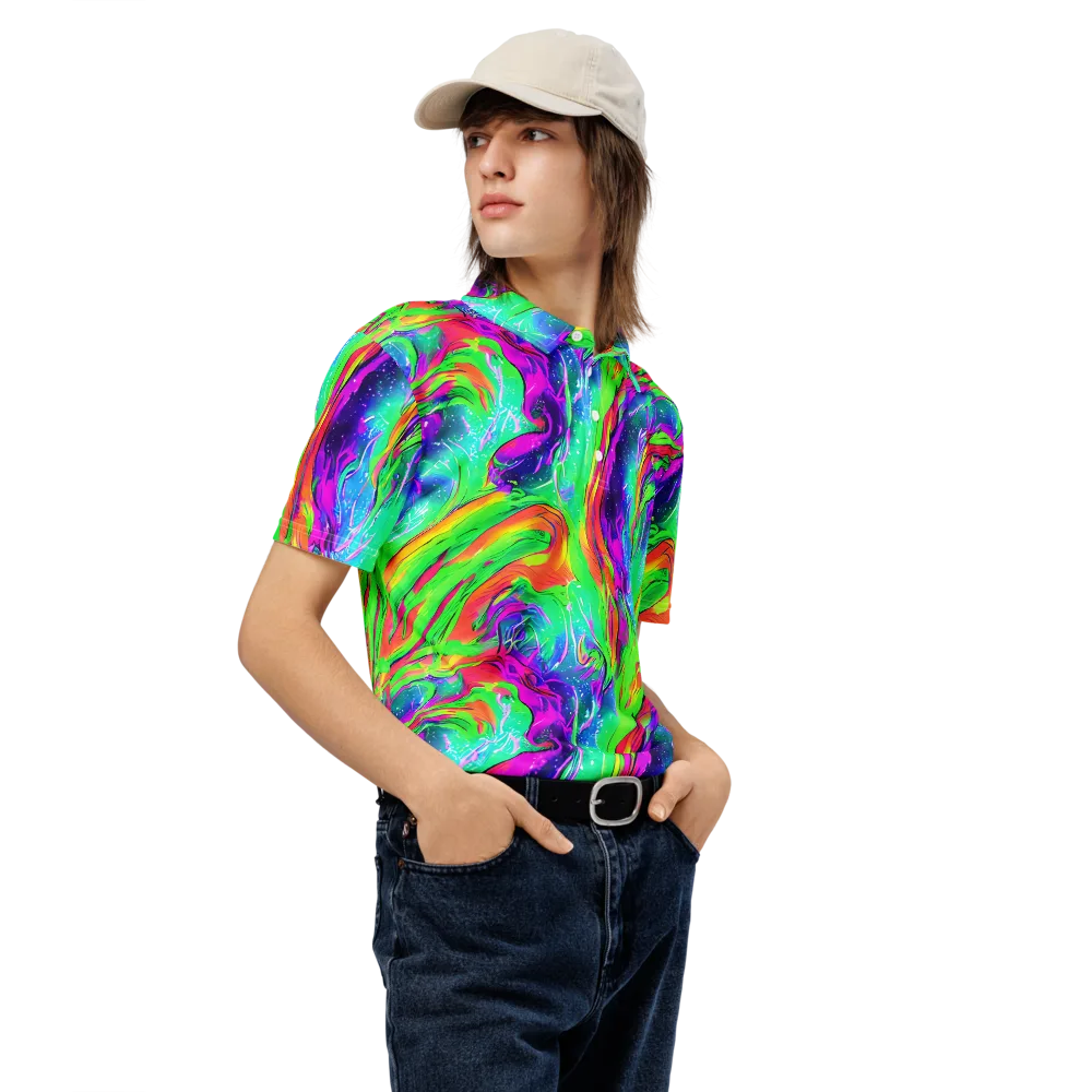 Ultraviolet Splash on Men's Slim Fit Polo Shirt — Right Front