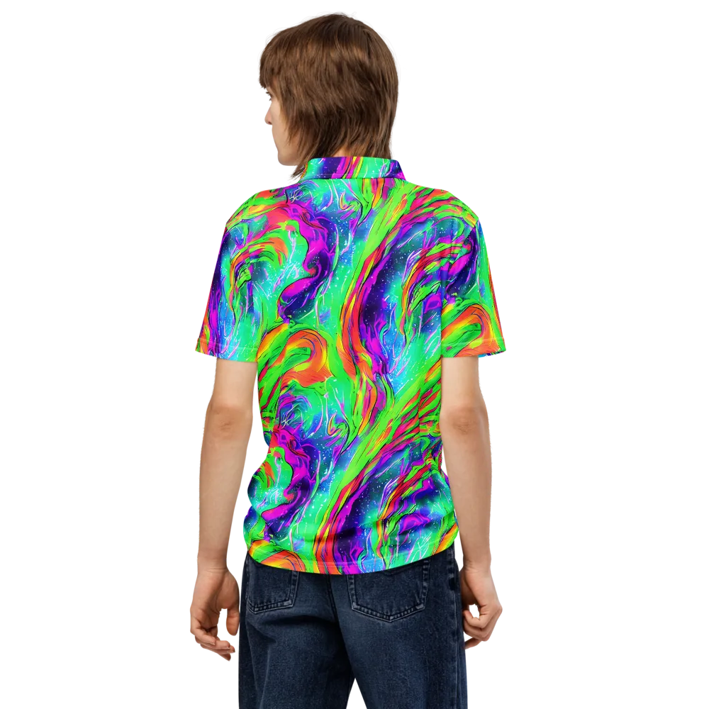 Ultraviolet Splash on Men's Slim Fit Polo Shirt — Back