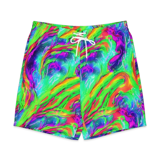 Ultraviolet Splash on a Men's Board Shorts