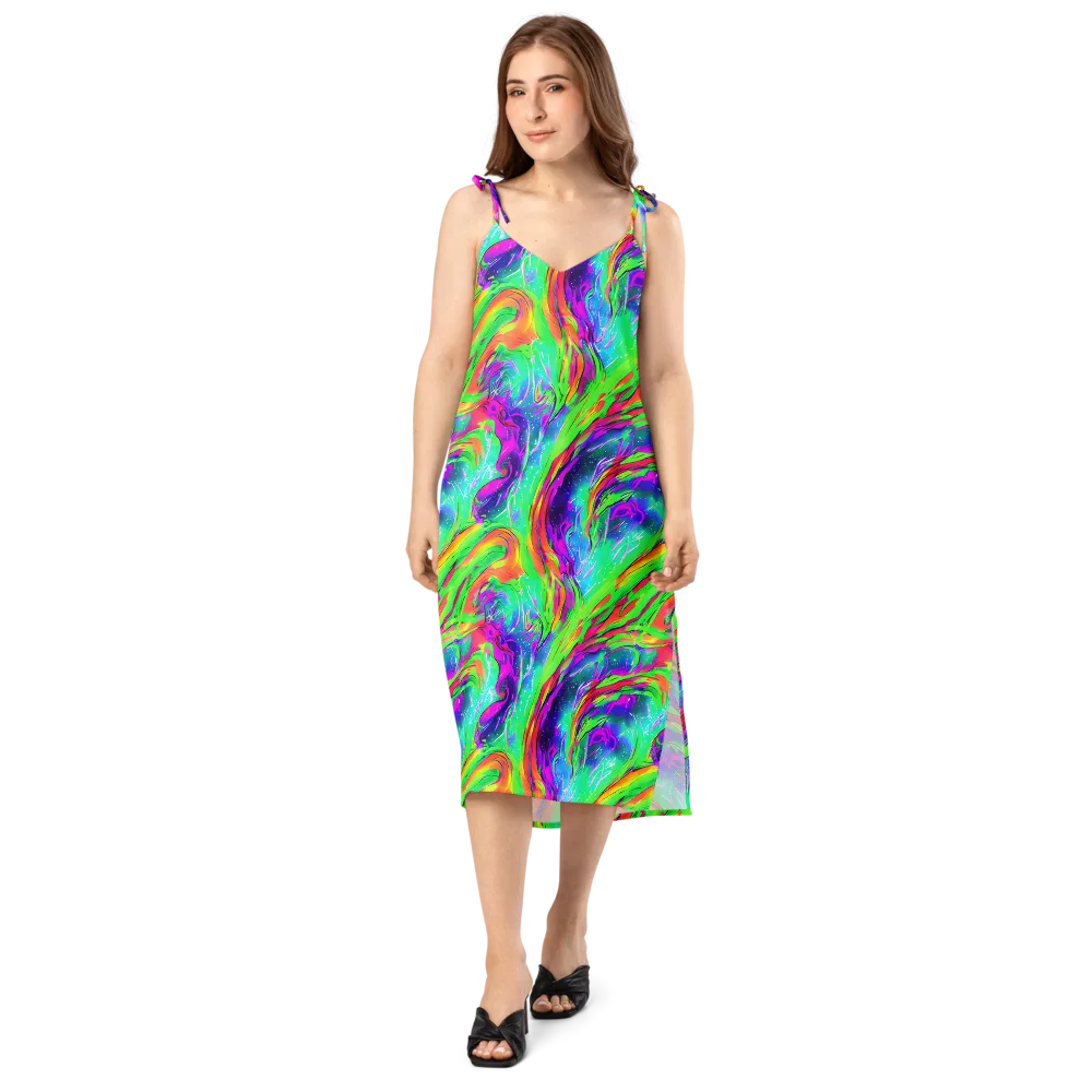 Ultraviolet Splash on Slip Dress — Front