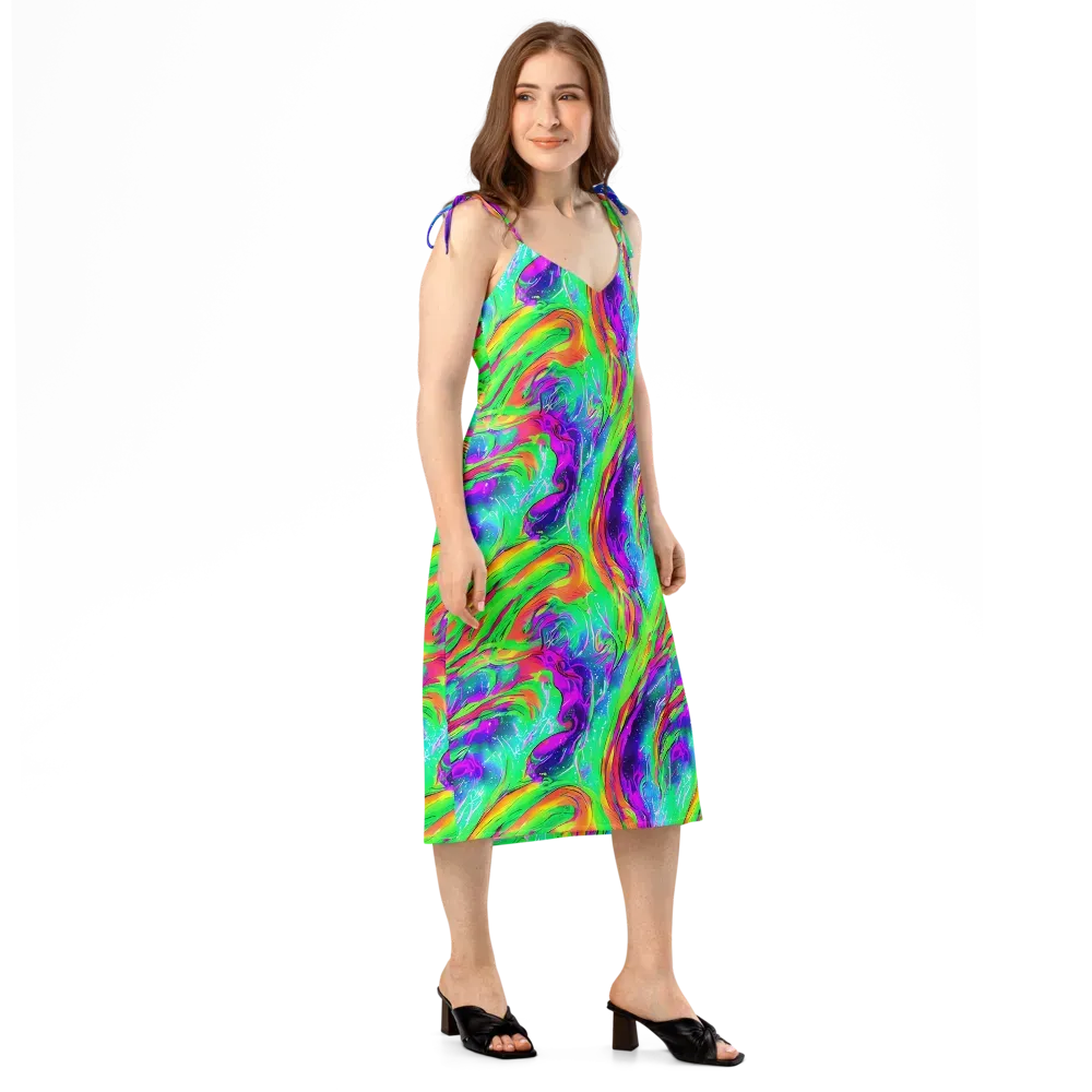 Ultraviolet Splash on Slip Dress — Right Front