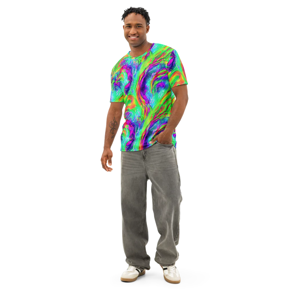 Ultraviolet Splash on Men's Cotton Crew Neck T-Shirt — Front