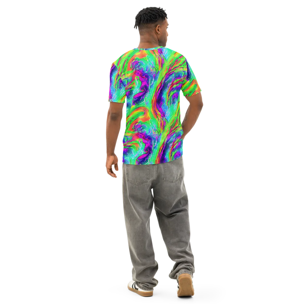 Ultraviolet Splash on Men's Cotton Crew Neck T-Shirt — Back