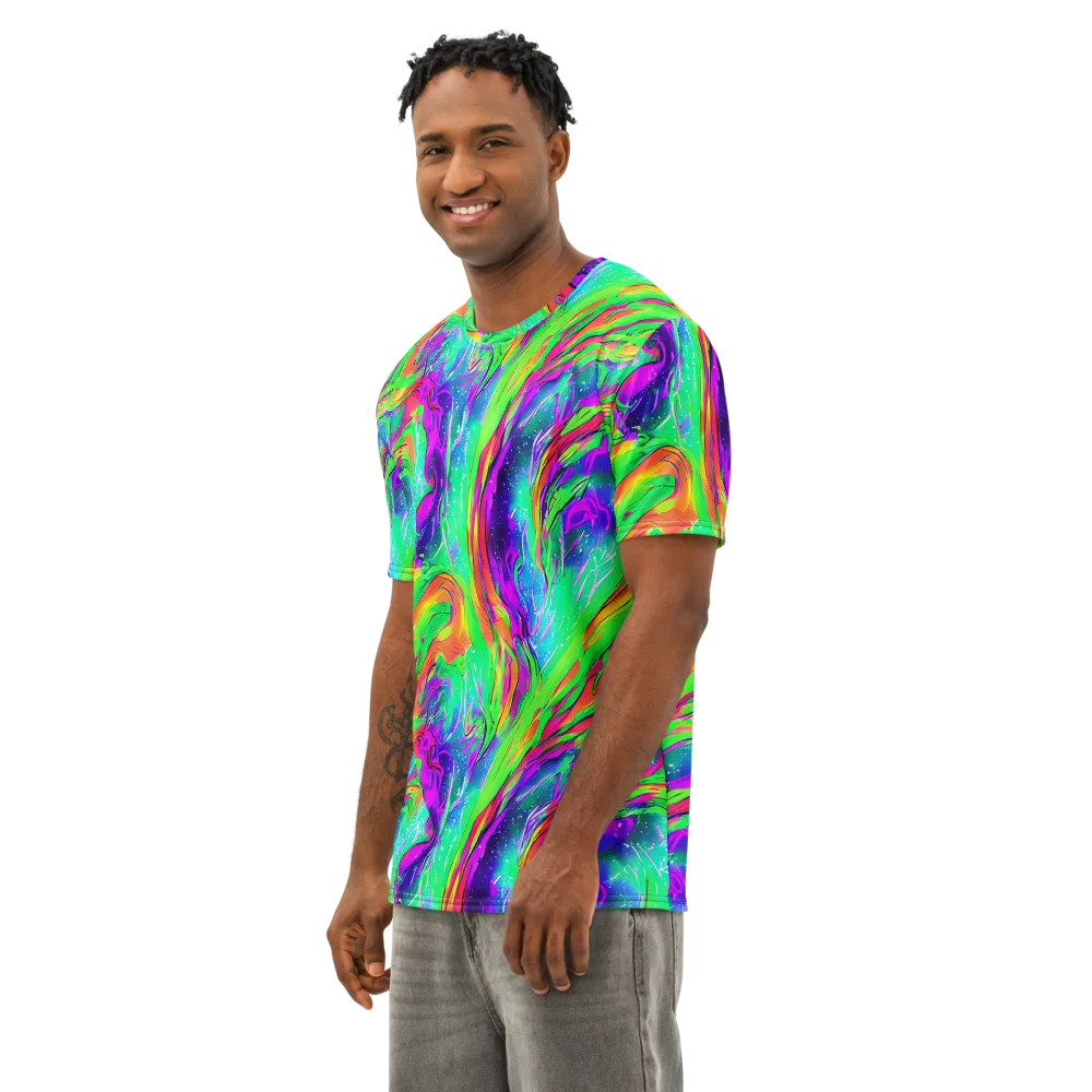 Ultraviolet Splash on Men's Cotton Crew Neck T-Shirt — Left Front