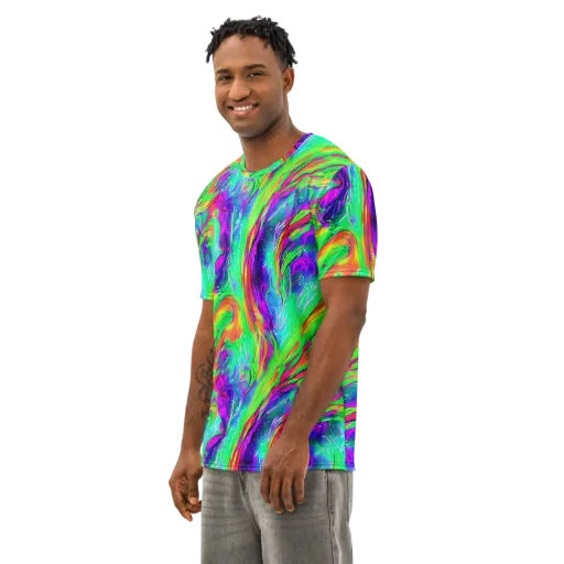 Ultraviolet Splash on a Men's Cotton Crew Neck T-Shirt
