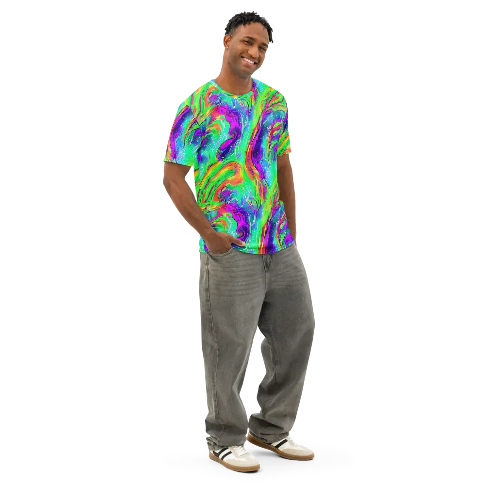 Ultraviolet Splash on Men's Cotton Crew Neck T-Shirt — Right Front