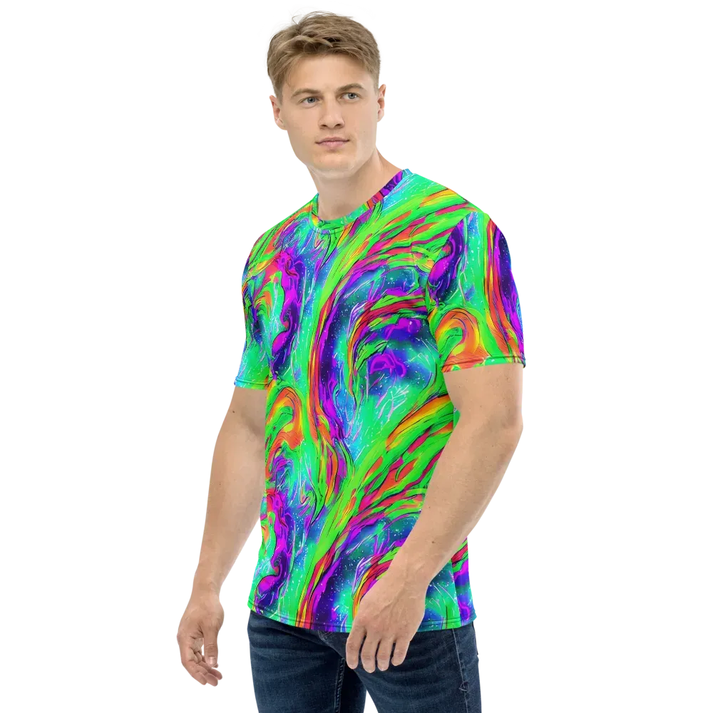 Ultraviolet Splash on Men's Crew Neck T-Shirt — Left
