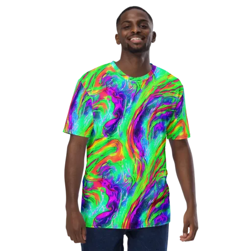 Ultraviolet Splash on a Men's Crew Neck T-Shirt