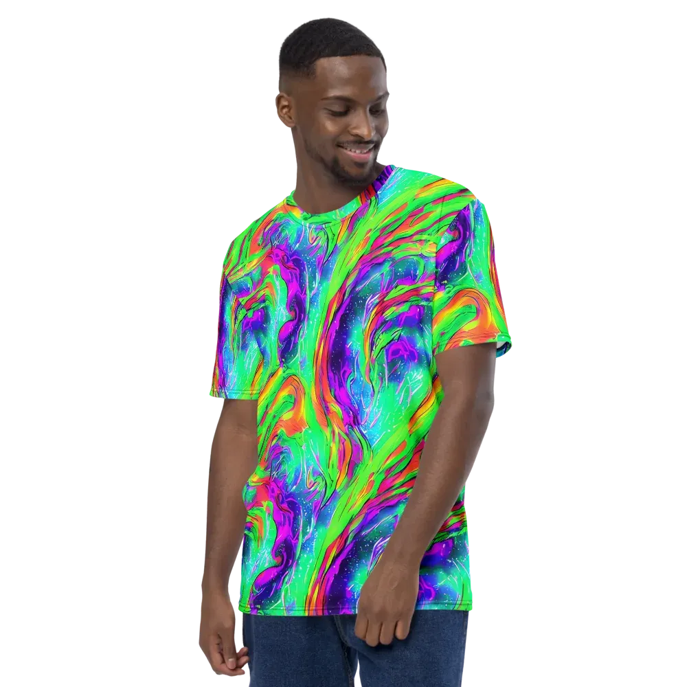 Ultraviolet Splash on Men's Crew Neck T-Shirt — Left