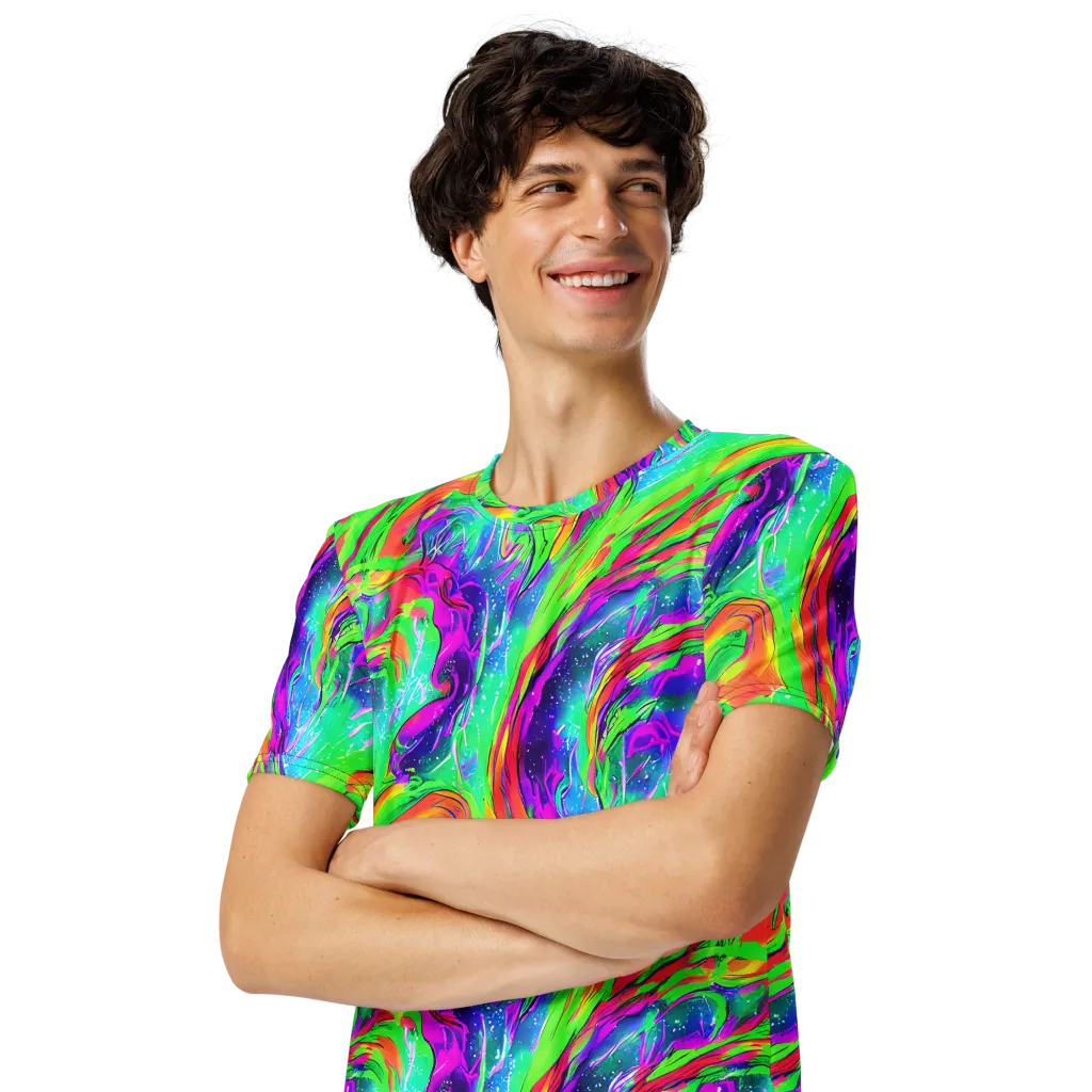 Ultraviolet Splash on Men's Crew Neck T-Shirt — Left Front