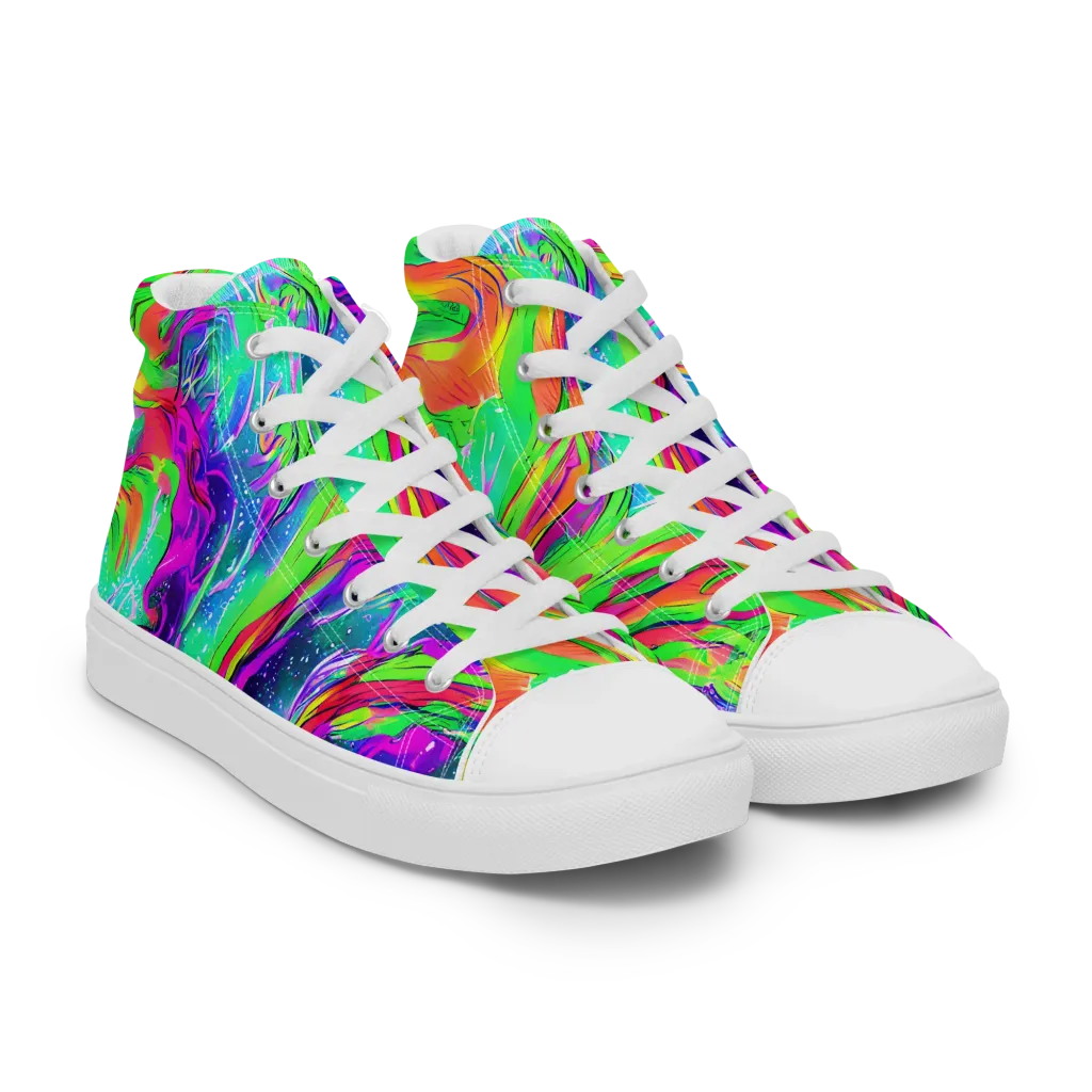 Ultraviolet Splash on Men's High Top Canvas Shoes — Right Front