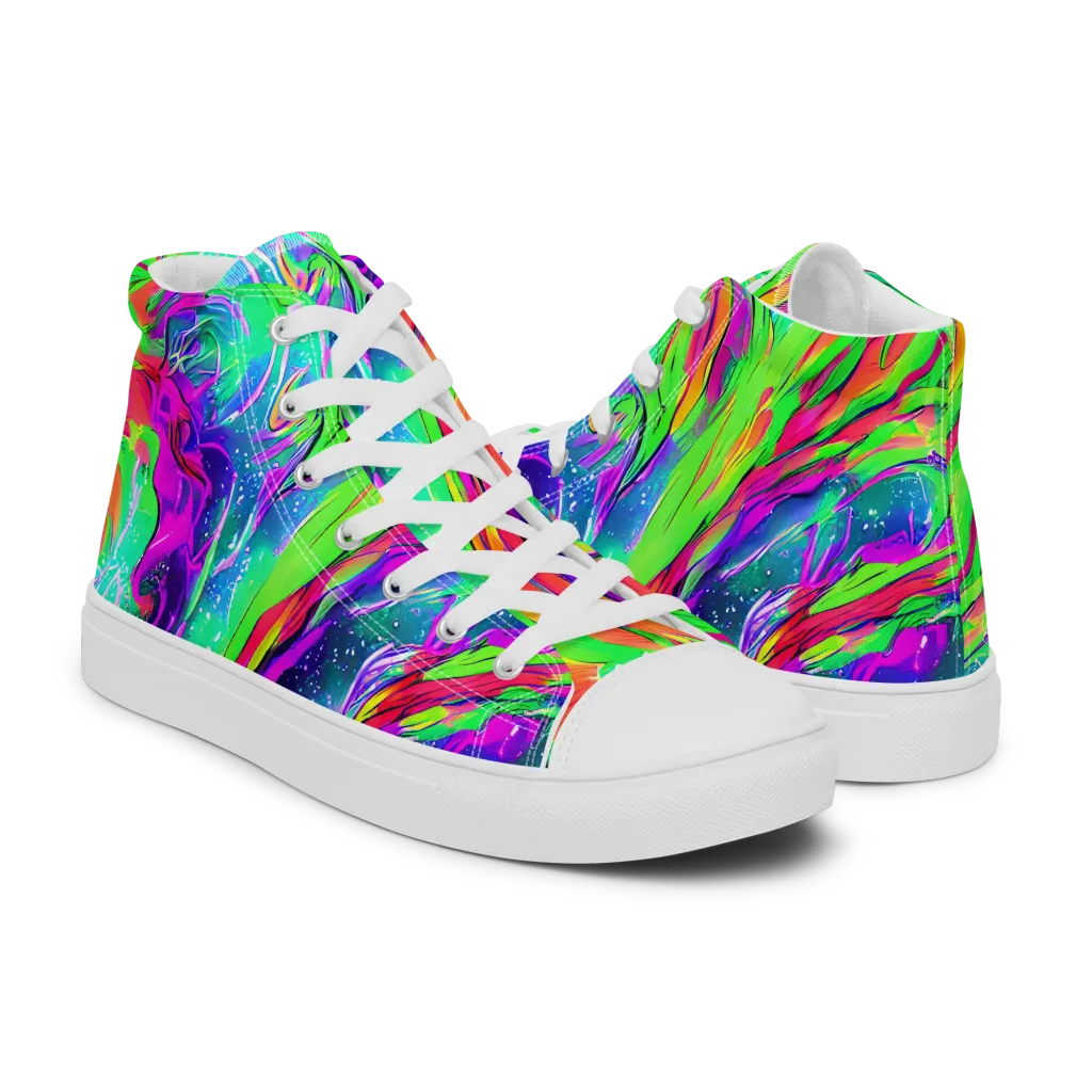 Ultraviolet Splash on Men's High Top Canvas Shoes — Right