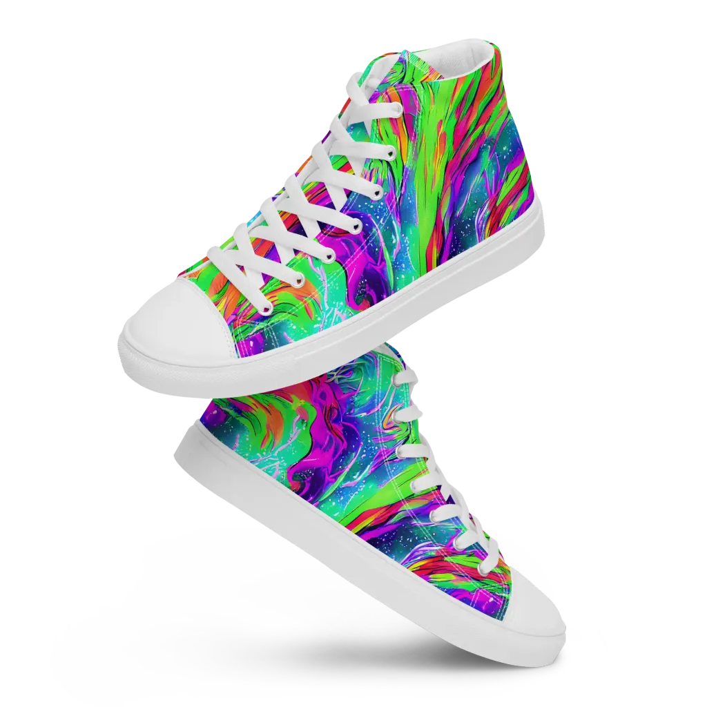 Ultraviolet Splash on Men's High Top Canvas Shoes — Front