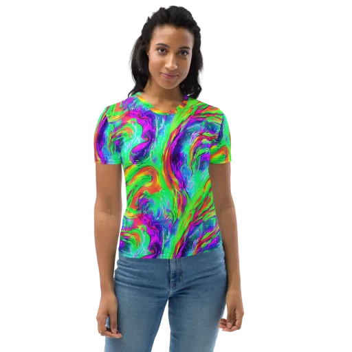 Ultraviolet Splash on a Women's Crew Neck T-Shirt