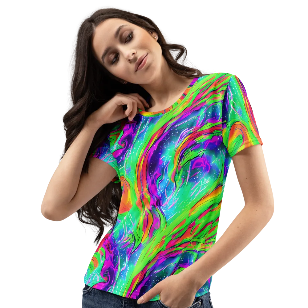 Ultraviolet Splash on Women's Crew Neck T-Shirt — Left Front