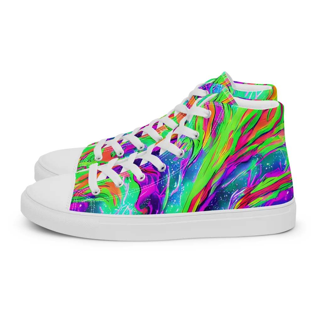 Ultraviolet Splash on Women's High Top Canvas Shoes — Left