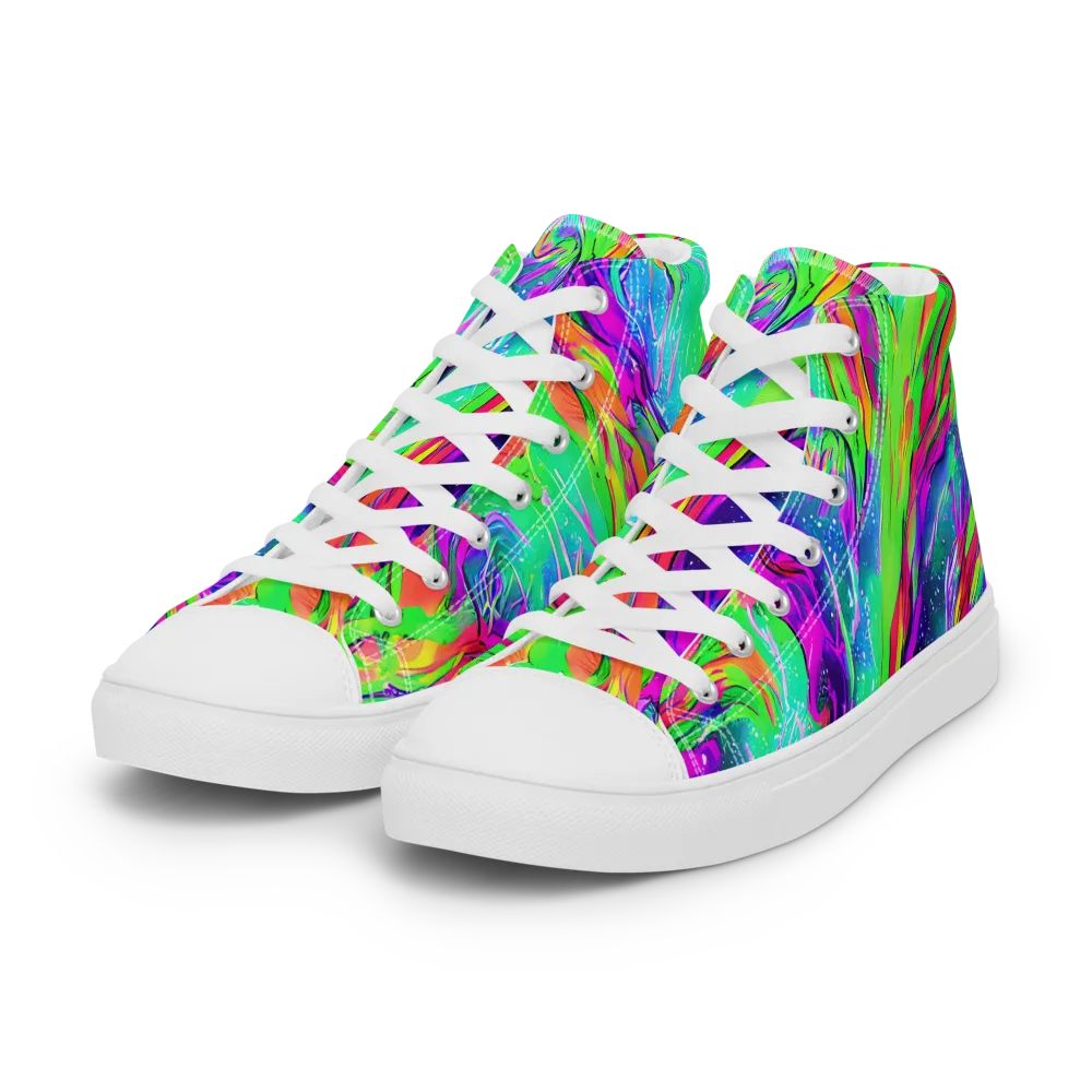 Ultraviolet Splash on Women's High Top Canvas Shoes — Left Front