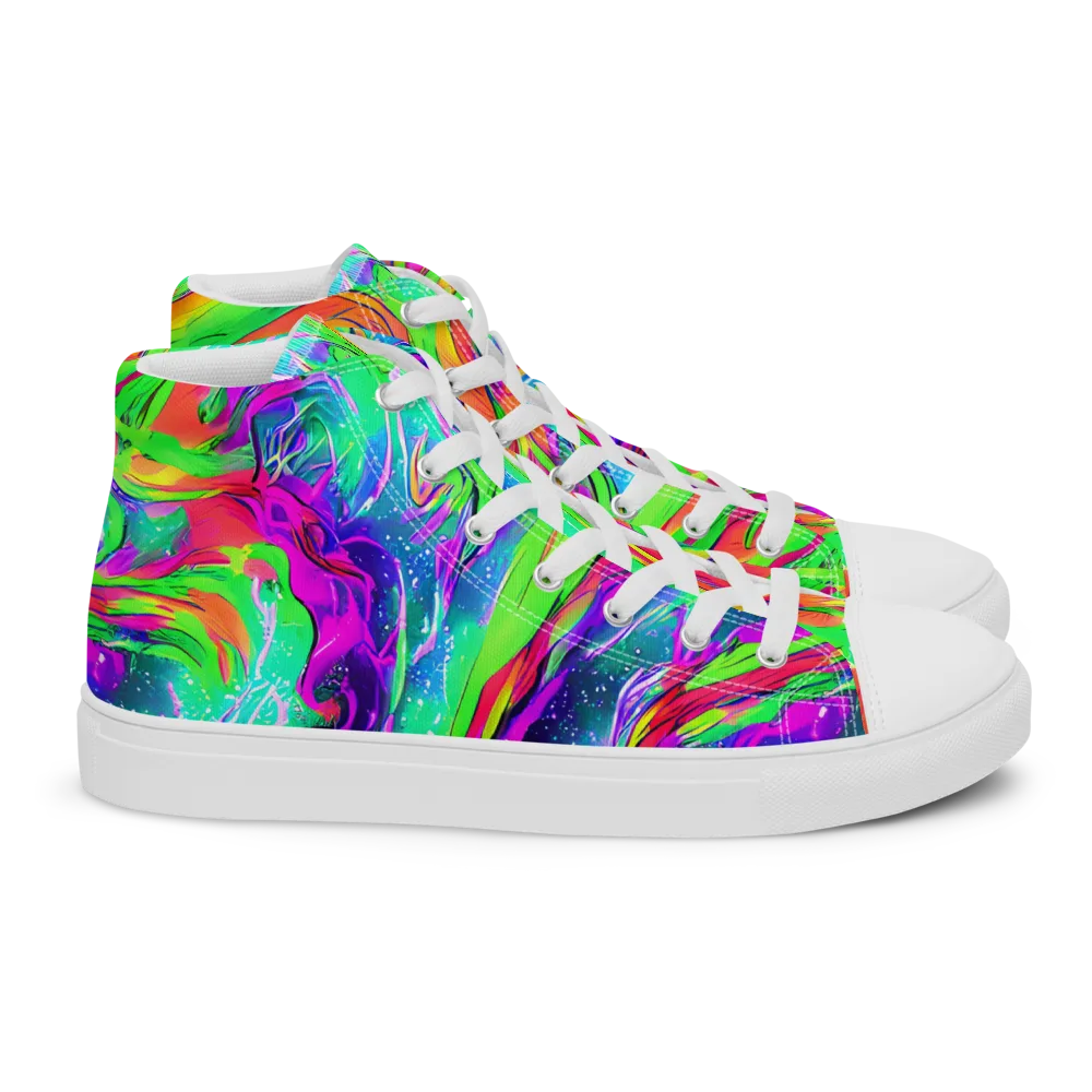 Ultraviolet Splash on Women's High Top Canvas Shoes — Right