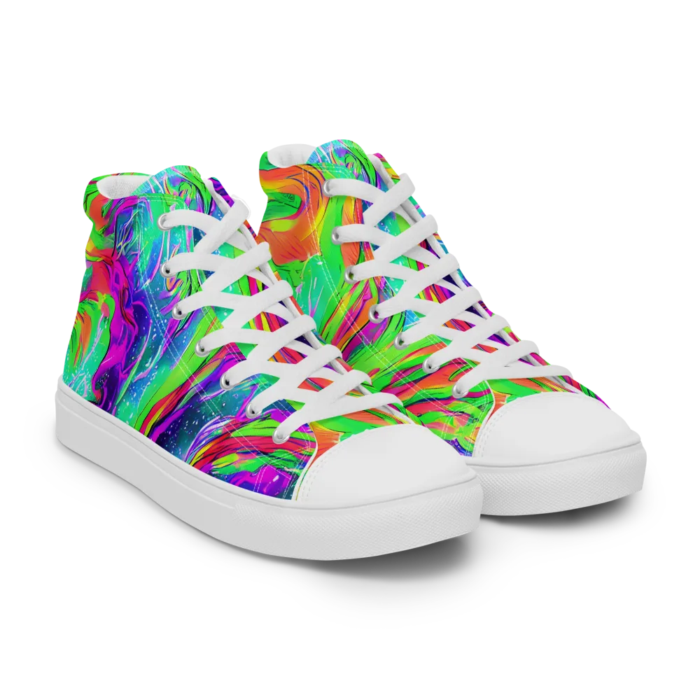 Ultraviolet Splash on Women's High Top Canvas Shoes — Right Front