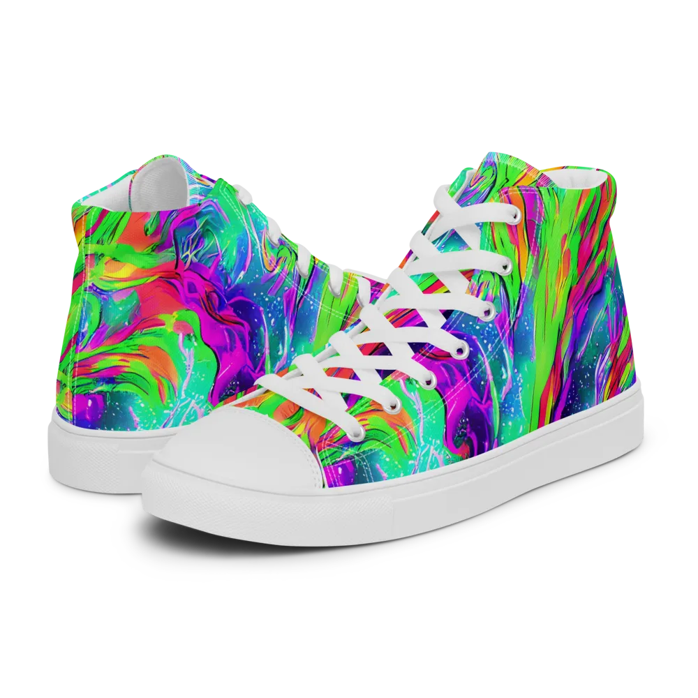 Ultraviolet Splash on Women's High Top Canvas Shoes — Left