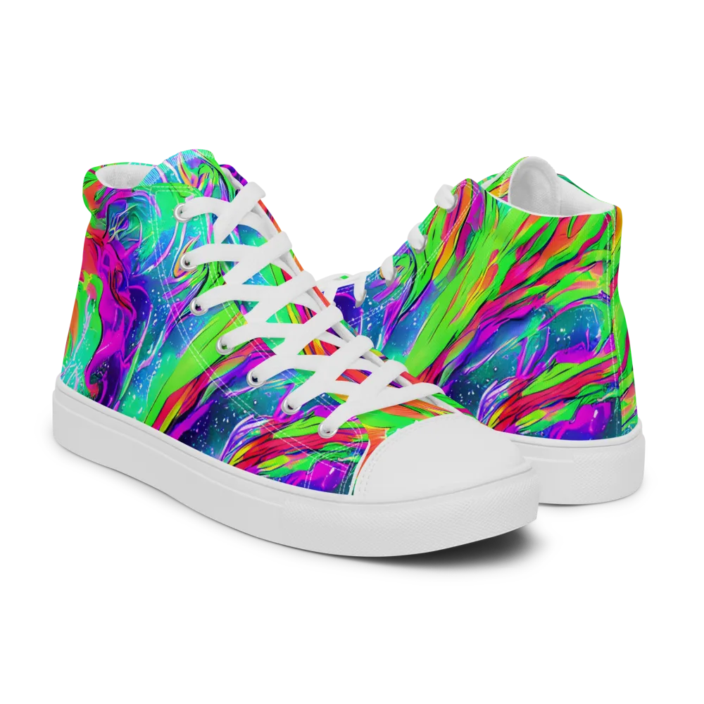Ultraviolet Splash on Women's High Top Canvas Shoes — Right
