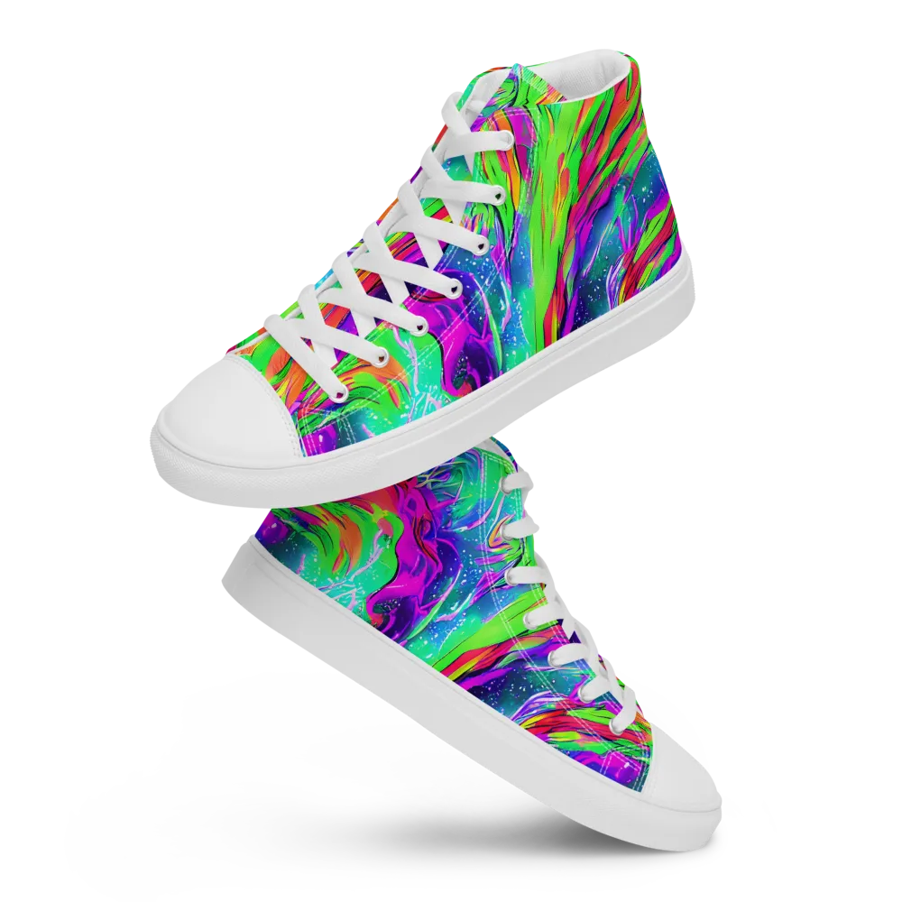 Ultraviolet Splash on Women's High Top Canvas Shoes — Front