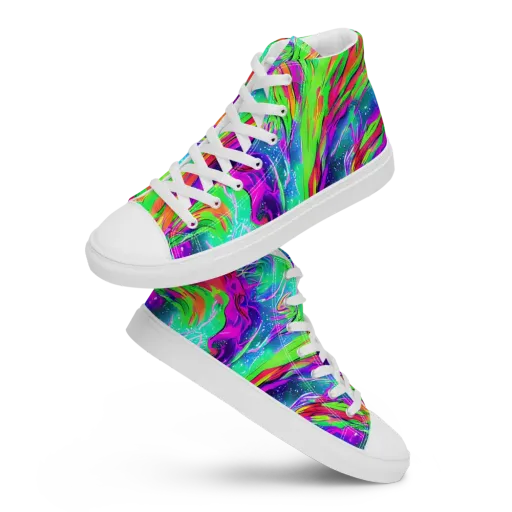 Ultraviolet Splash on a Women's High Top Canvas Shoes
