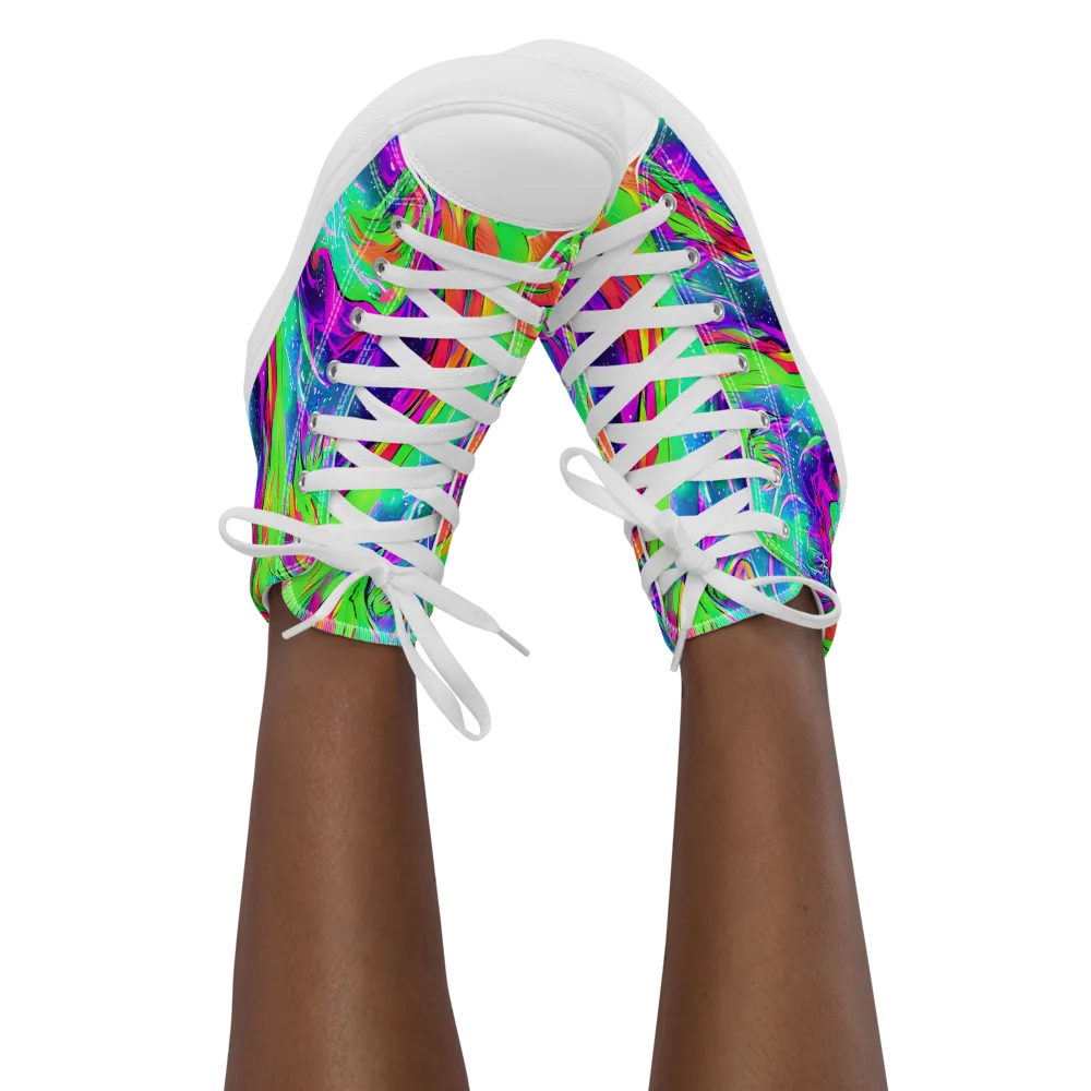 Ultraviolet Splash on Women's High Top Canvas Shoes — Front