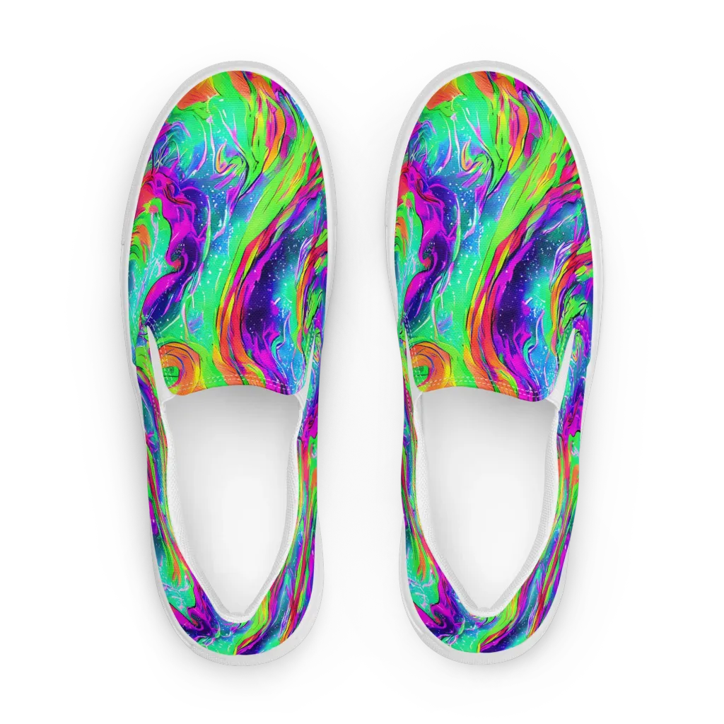 Ultraviolet Splash on Men's Slip-On Canvas Shoes — Front