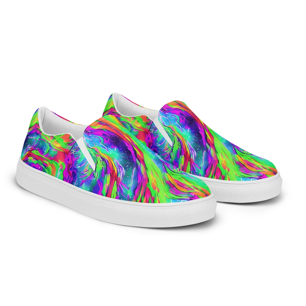 Ultraviolet Splash on Men's Slip-On Canvas Shoes — Right Front
