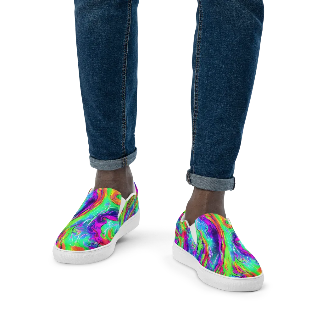 Ultraviolet Splash on Men's Slip-On Canvas Shoes — Front