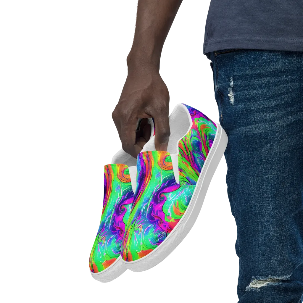 Ultraviolet Splash on Men's Slip-On Canvas Shoes — Left Front