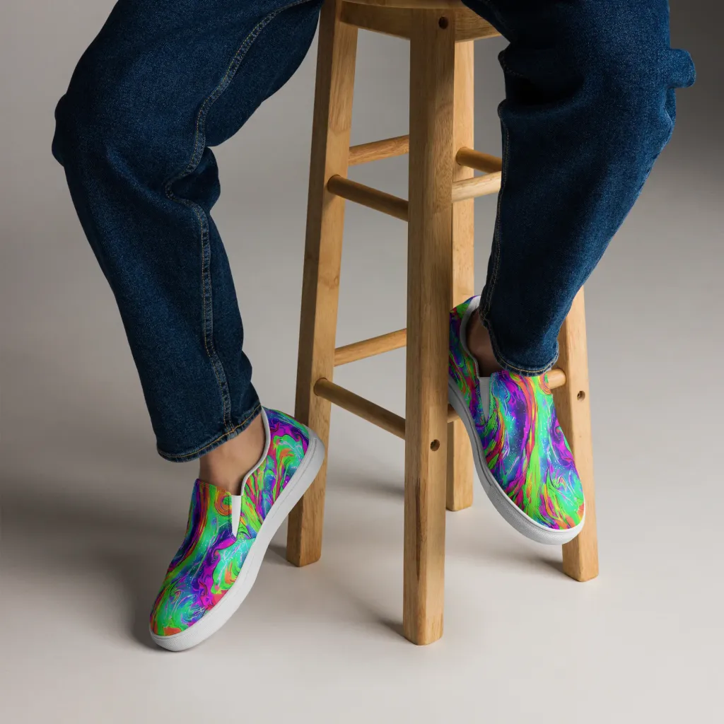 Ultraviolet Splash on Men's Slip-On Canvas Shoes — Front