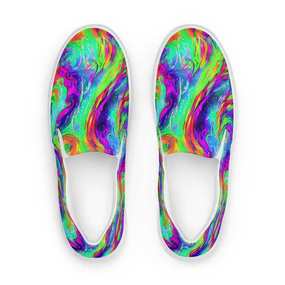 Ultraviolet Splash on Women's Slip-On Canvas Shoes — Front