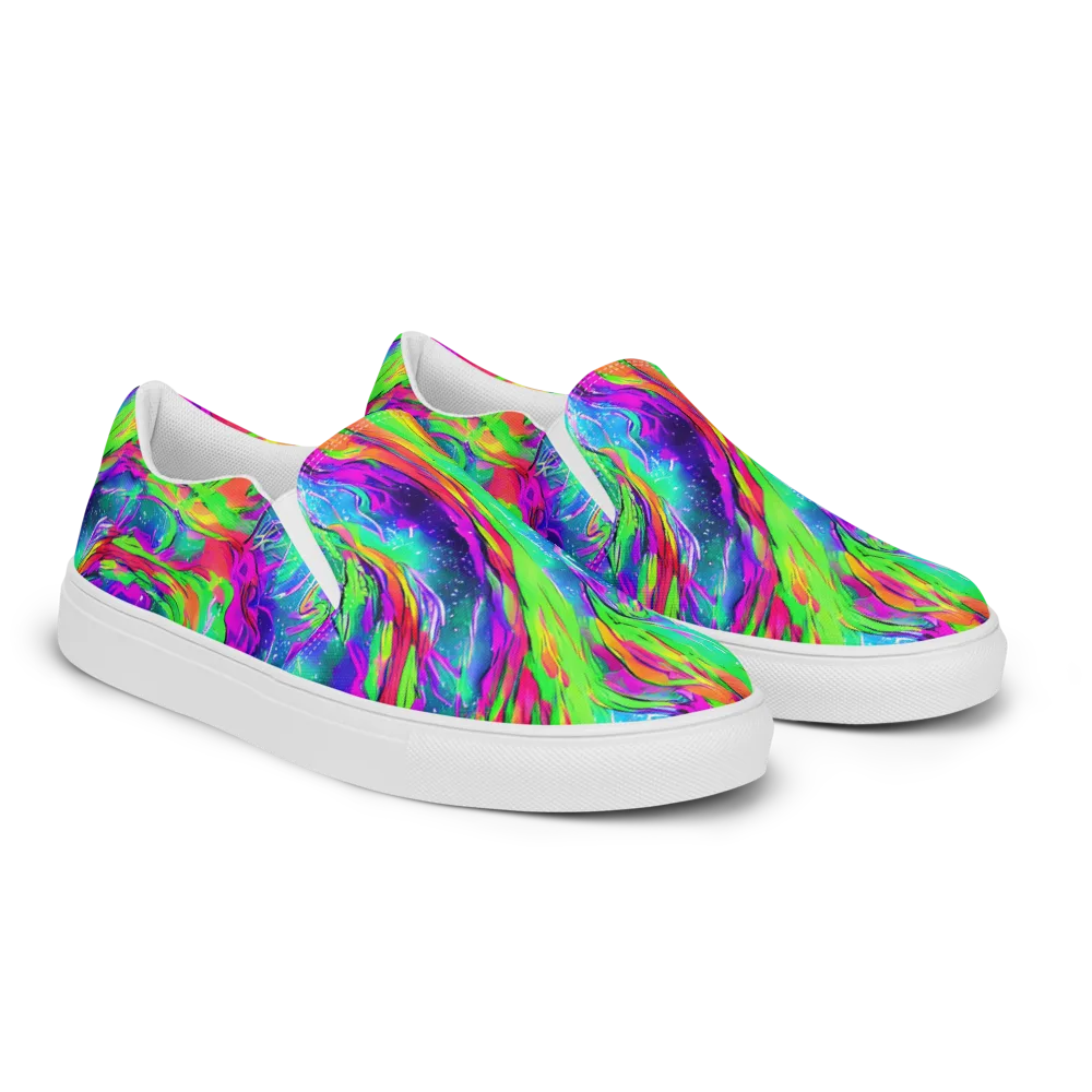 Ultraviolet Splash on Women's Slip-On Canvas Shoes — Right Front