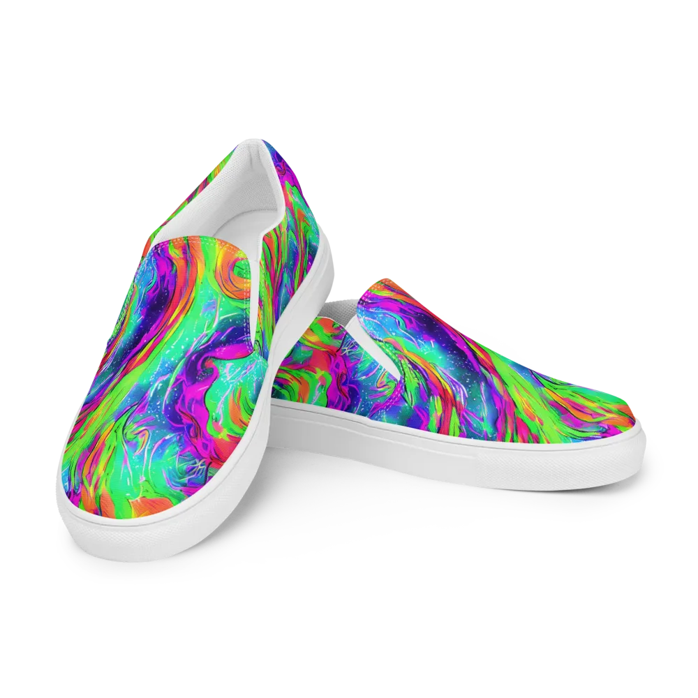 Ultraviolet Splash on Women's Slip-On Canvas Shoes — Left Front