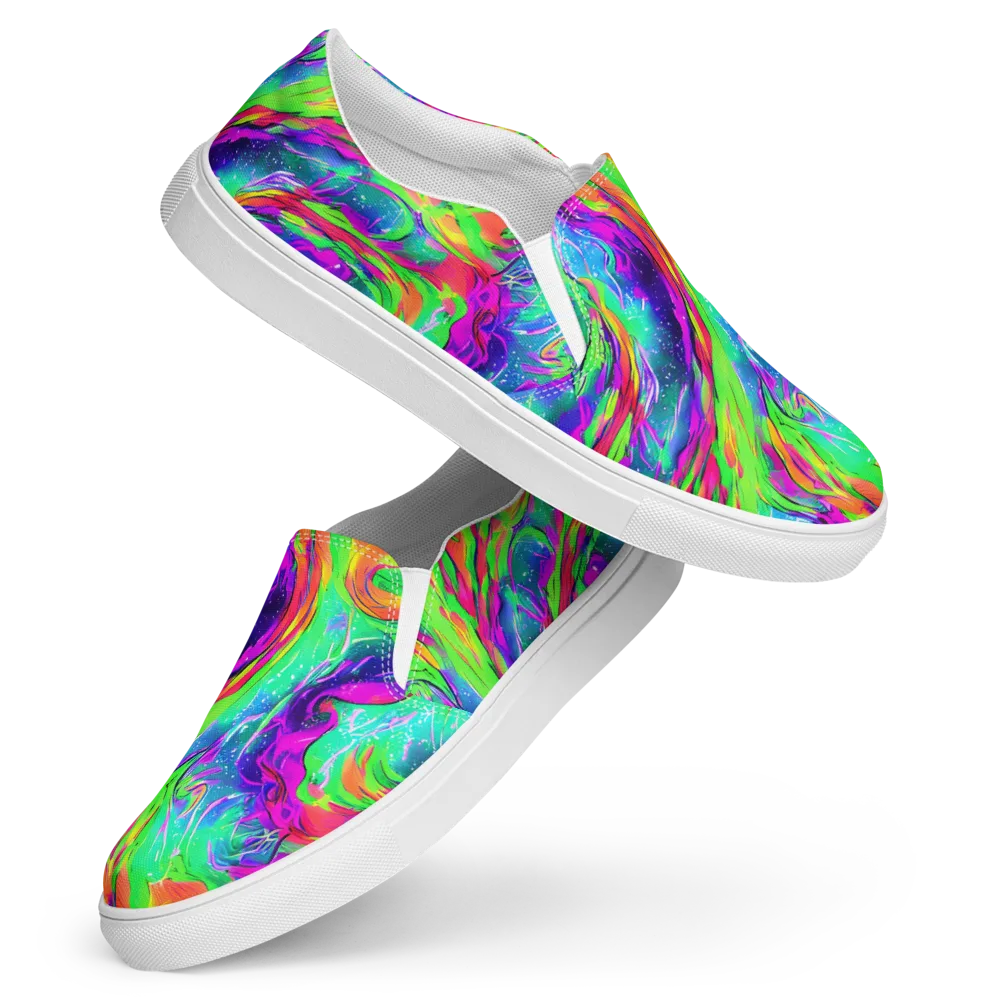 Ultraviolet Splash on Women's Slip-On Canvas Shoes — Front