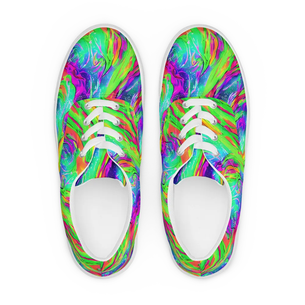 Ultraviolet Splash on Men's Lace-Up Canvas Shoes — Front