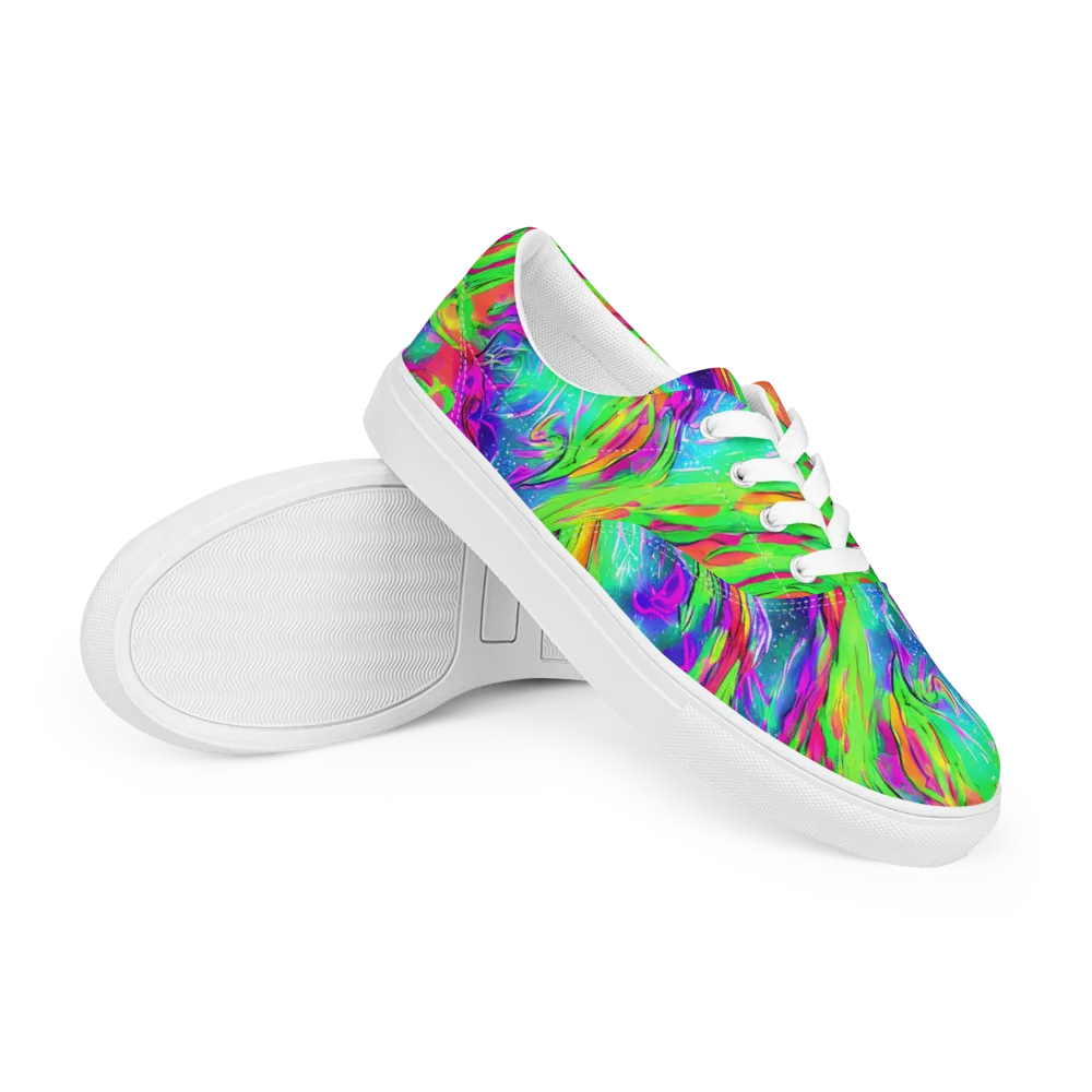 Ultraviolet Splash on Men's Lace-Up Canvas Shoes — Right Front