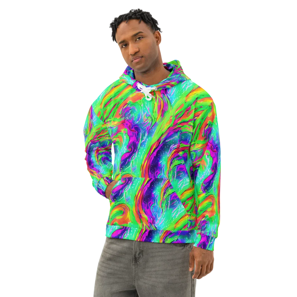 Ultraviolet Splash on Cotton Hoodie — Left Front