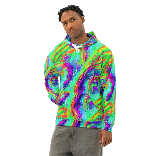 Ultraviolet Splash on a Cotton Hoodie
