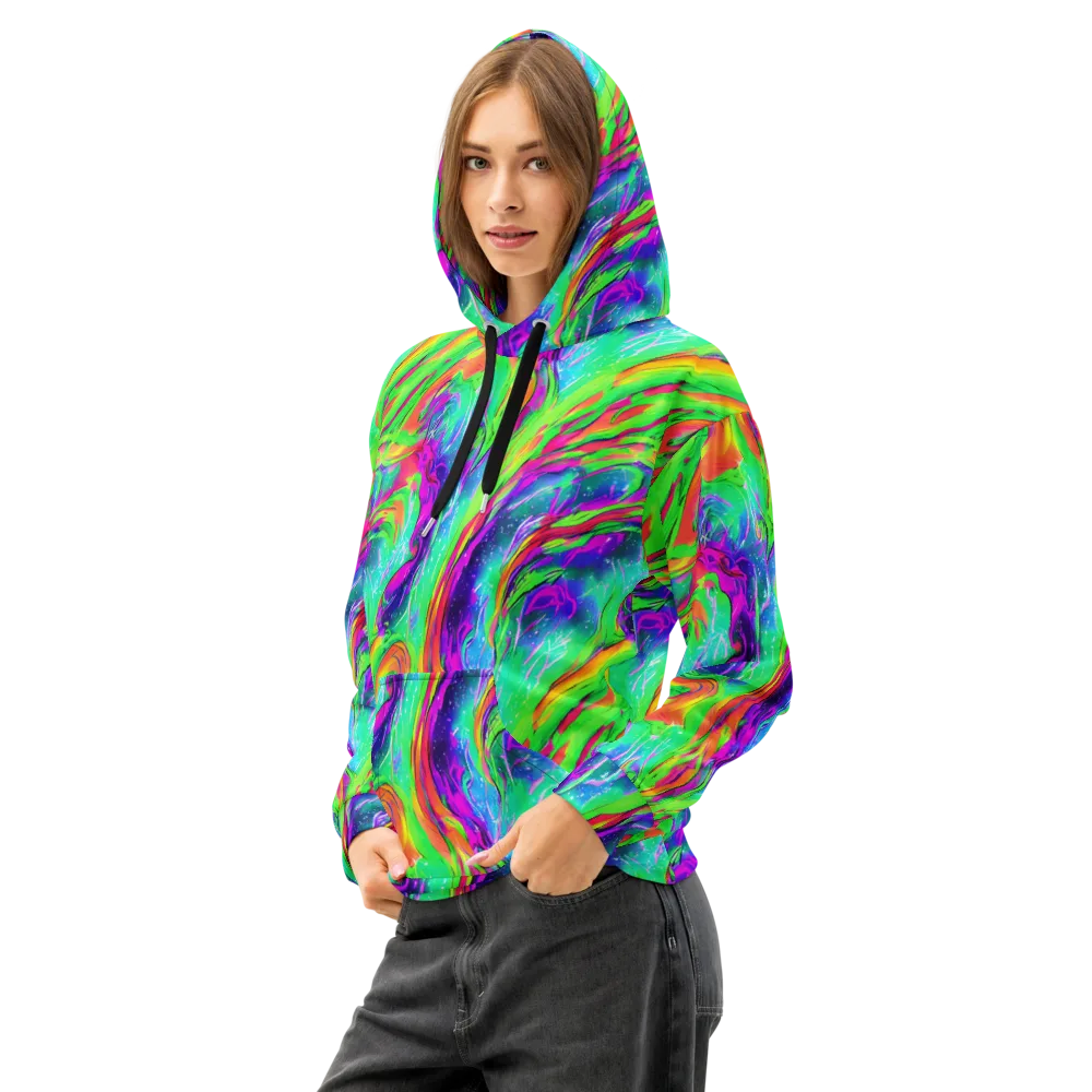 Ultraviolet Splash on Cotton Hoodie — Left Front