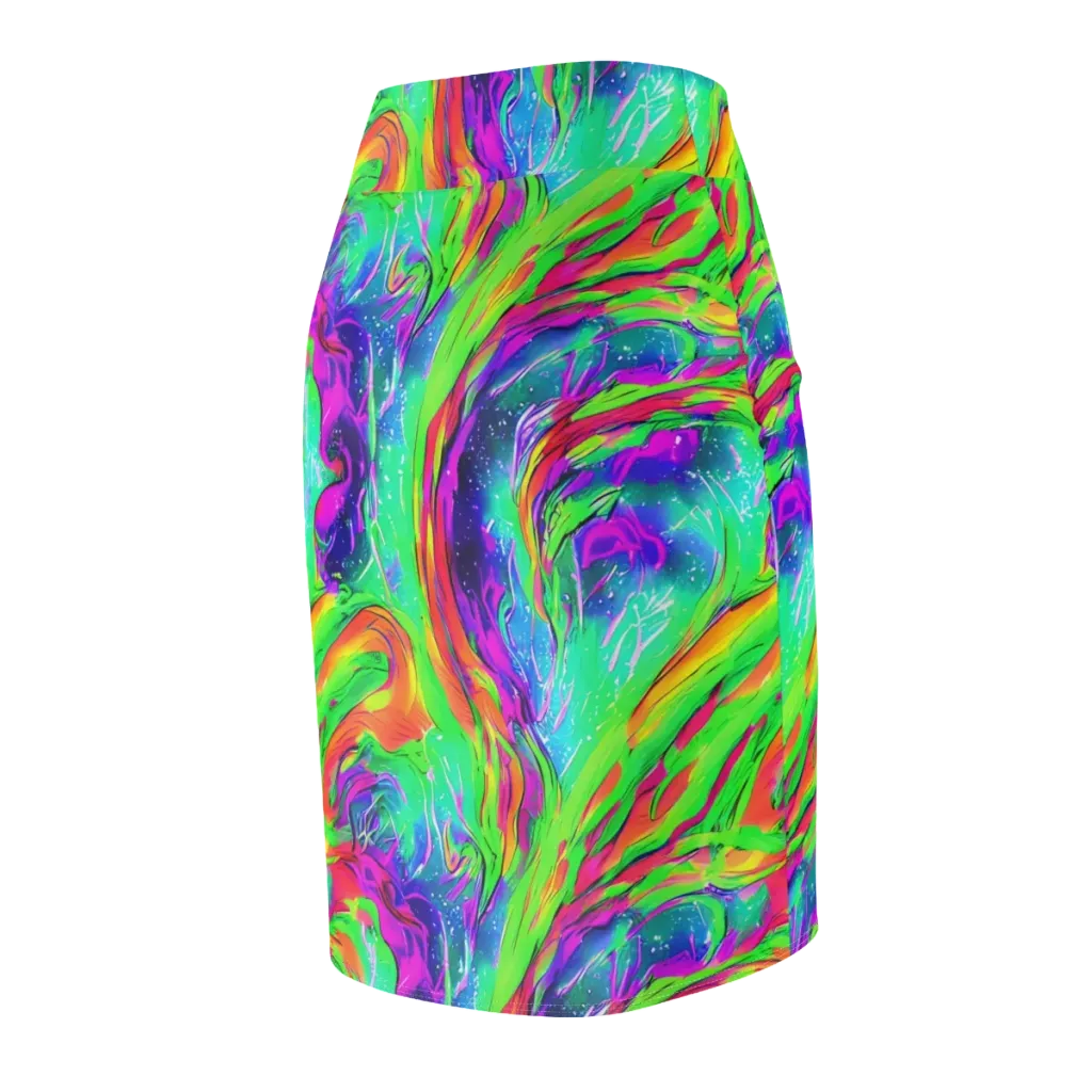 Ultraviolet Splash on Pencil Skirt — Back Side