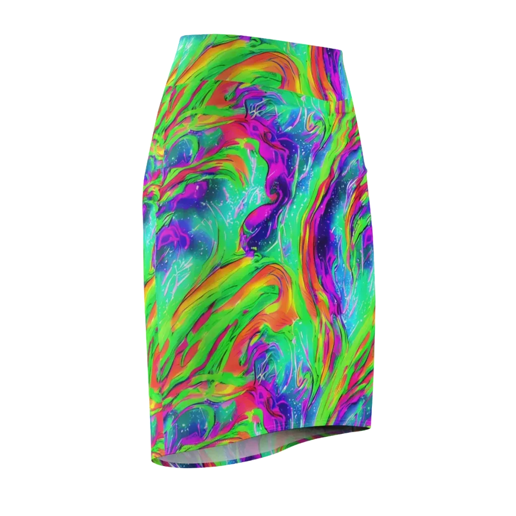 Ultraviolet Splash on Pencil Skirt — Front Side