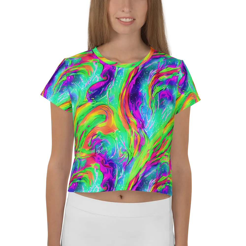 Ultraviolet Splash on Crop Tee — Front