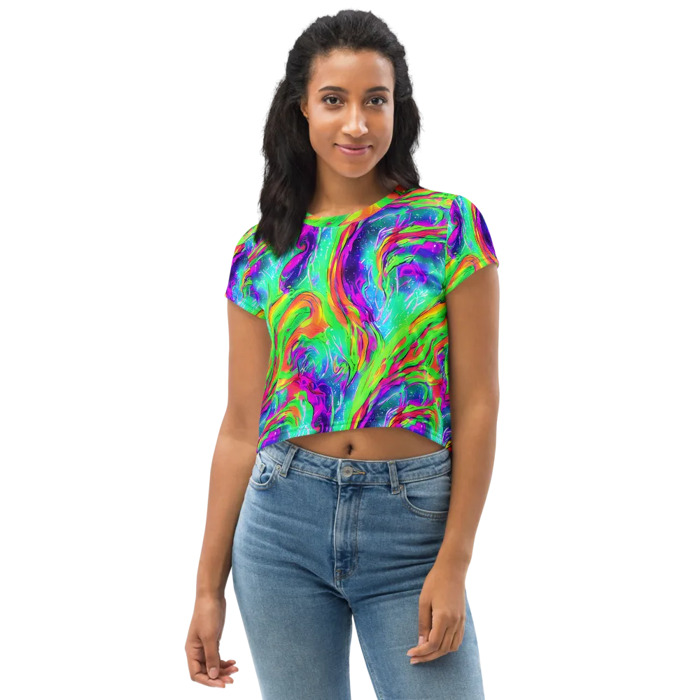 Ultraviolet Splash on Crop Tee — Front
