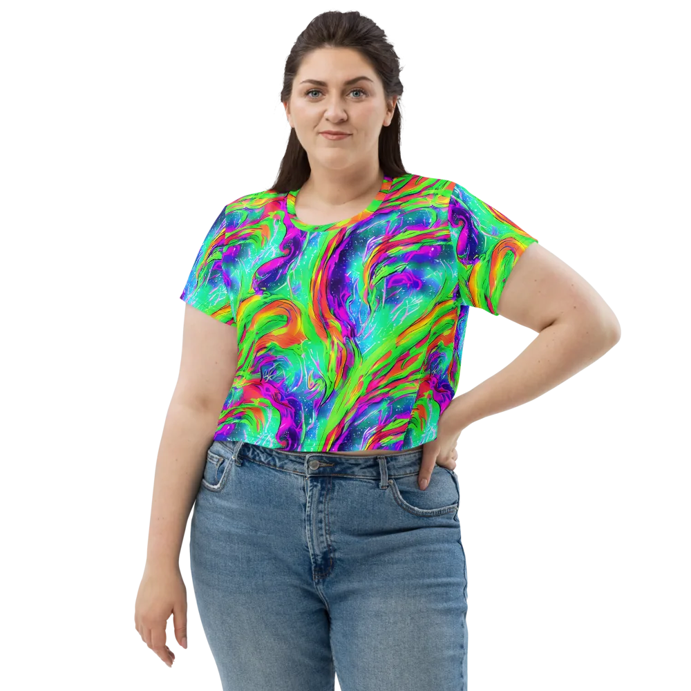 Ultraviolet Splash on Crop Tee — Front