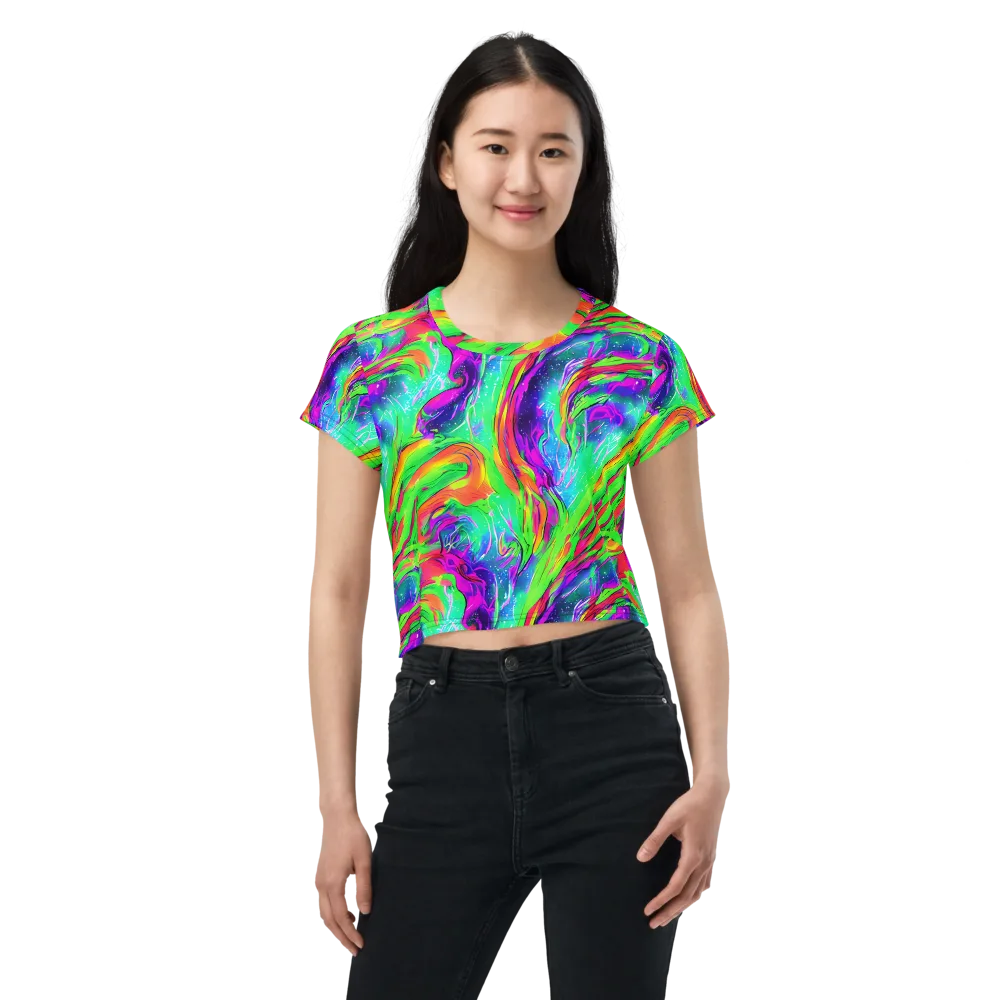 Ultraviolet Splash on Crop Tee — Front