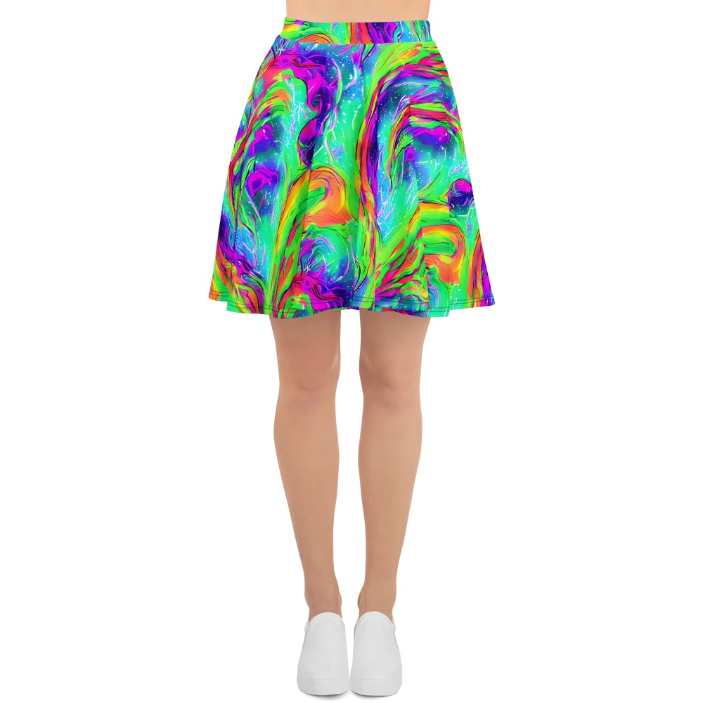 Ultraviolet Splash on Skater Skirt — Front